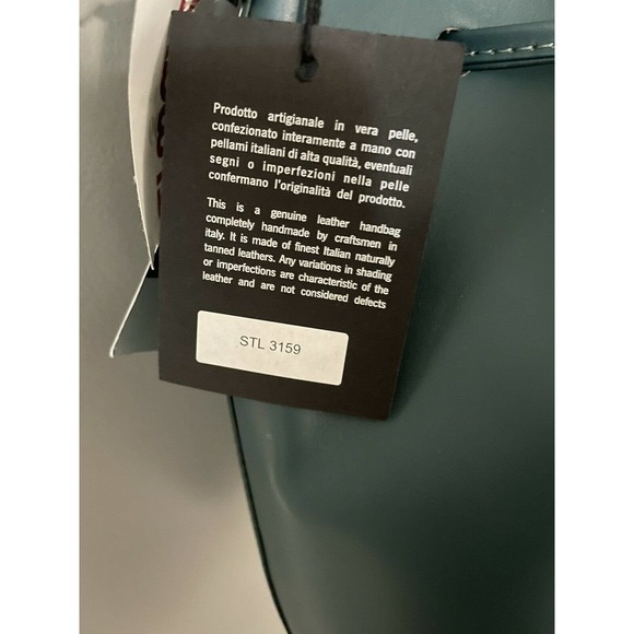 NWT Valentina Fiore Italian Handmade green leather tote bag stl 3159 - Picture 10 of 11